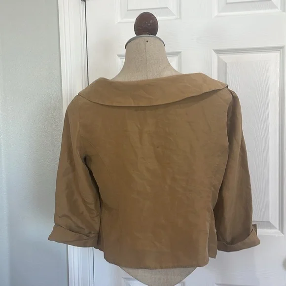 Vintage Allison Taylor 100% silk button down gold blouse collar women’s size 6 - Picture 3 of 5